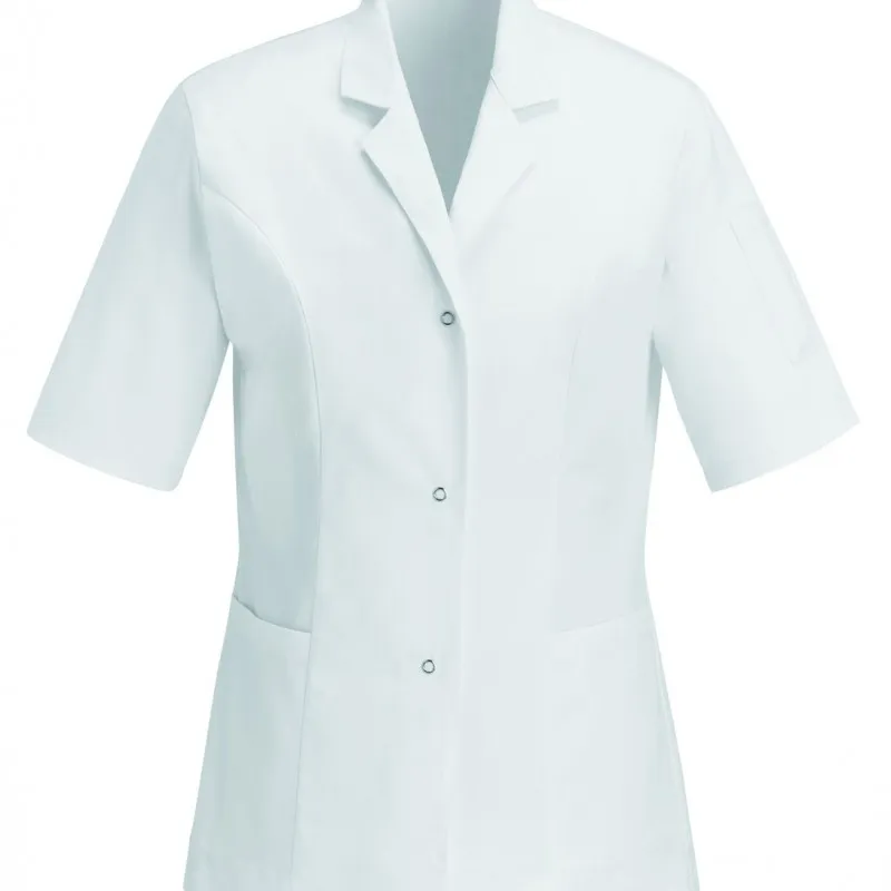 Blouse Médicale Blanche 100% Coton Manches Courtes - EGOCHEF