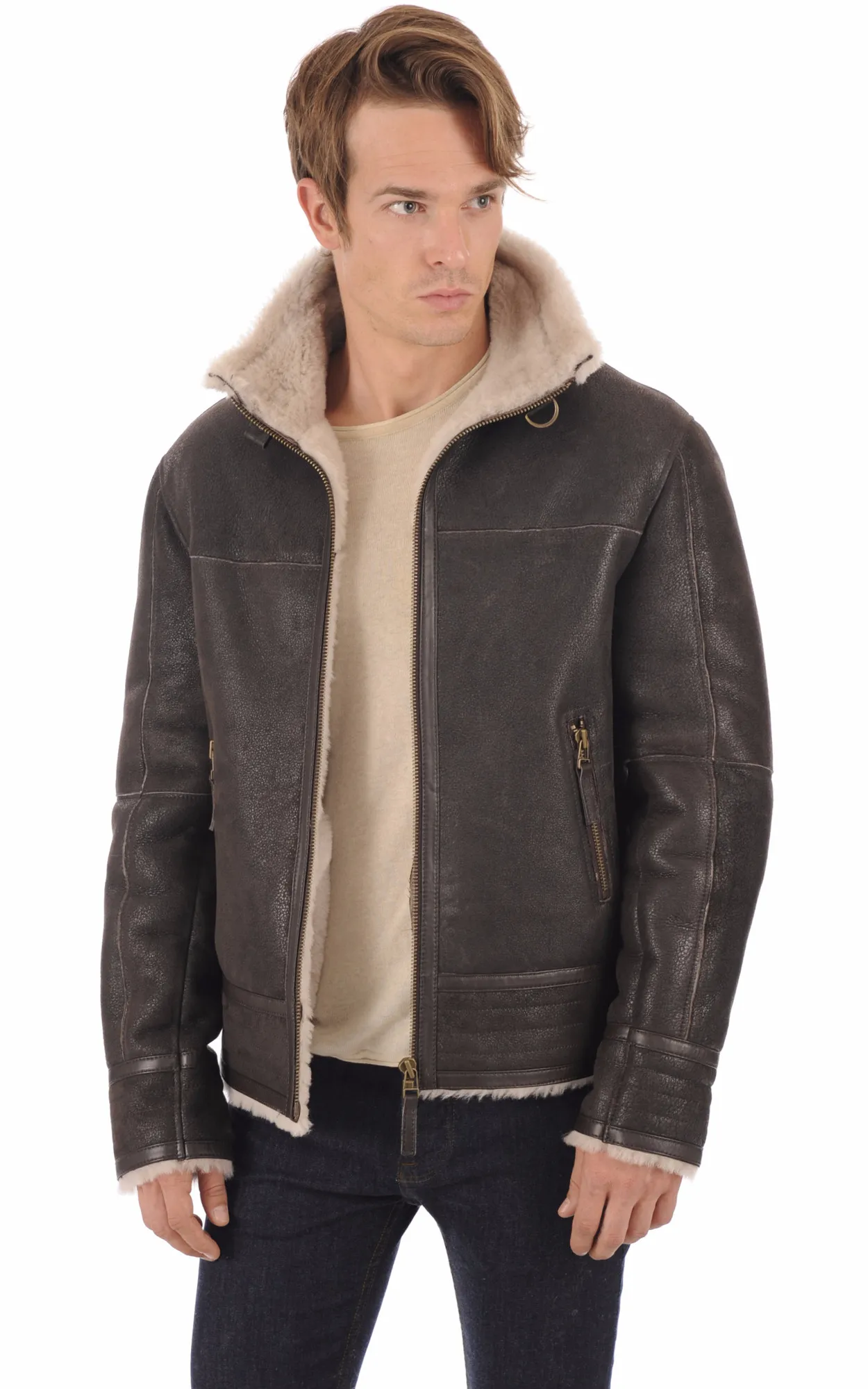 Blouson Bombardier Homme La Canadienne - La Canadienne - Blousons Peau Lainée Marron