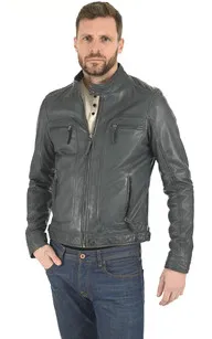 Blouson Casey bleu Oakwood - La Canadienne - Blousons Cuir Bleu