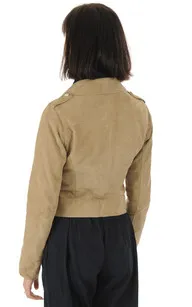 Blouson chèvre Zulina velours Oakwood - La Canadienne - Blousons Nubuck et Daim Beige