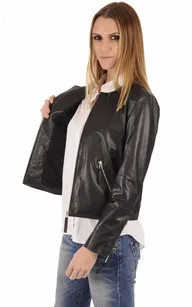 Blouson Cinthia cuir agneau noir Serge Pariente - La Canadienne - Blousons Cuir Noir