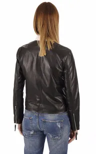 Blouson Cinthia cuir agneau noir Serge Pariente - La Canadienne - Blousons Cuir Noir