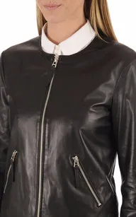 Blouson Cinthia cuir agneau noir Serge Pariente - La Canadienne - Blousons Cuir Noir