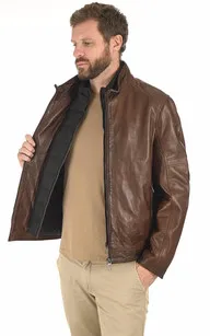 Blouson col montant agneau marron Milestone - La Canadienne - Blousons Cuir Marron