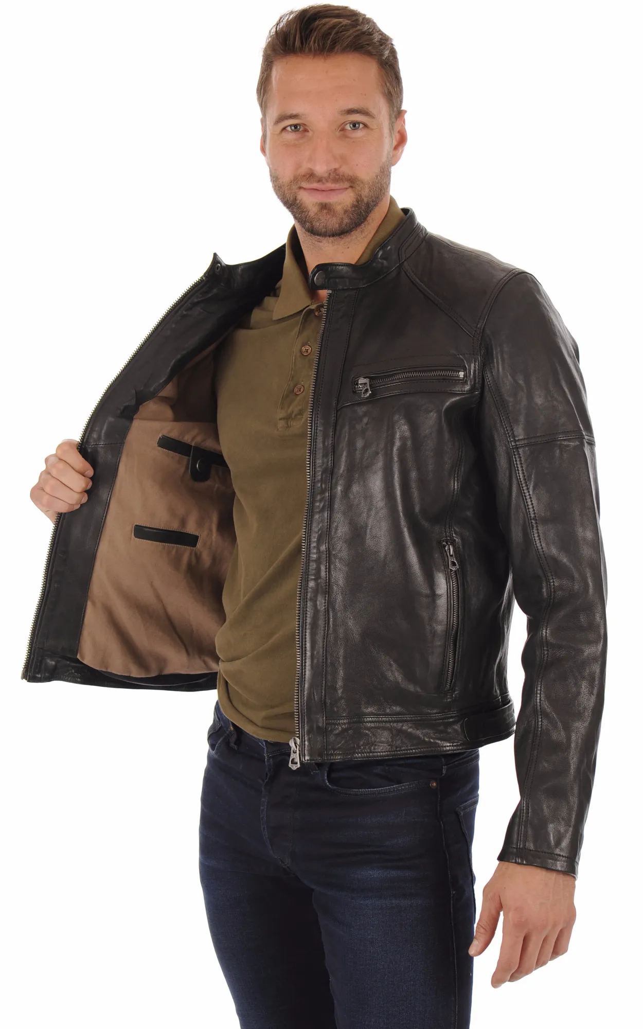 Blouson Collins cuir agneau Daytona 73 - La Canadienne - Blousons Cuir Noir