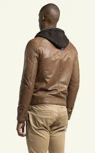 Blouson cuir Erico Hood cognac Serge Pariente - La Canadienne - Blousons Cuir Cognac