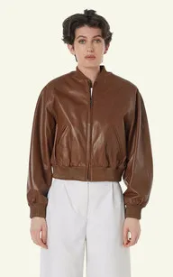 Blouson cuir Gaia Cognac Serge Pariente - La Canadienne - Blousons Cuir Cognac