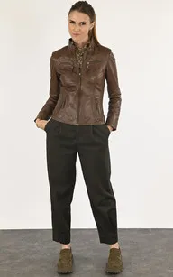 Blouson cuir marron femme La Canadienne - La Canadienne - Blousons Cuir Marron Clair