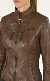 Blouson cuir marron femme La Canadienne - La Canadienne - Blousons Cuir Marron Clair