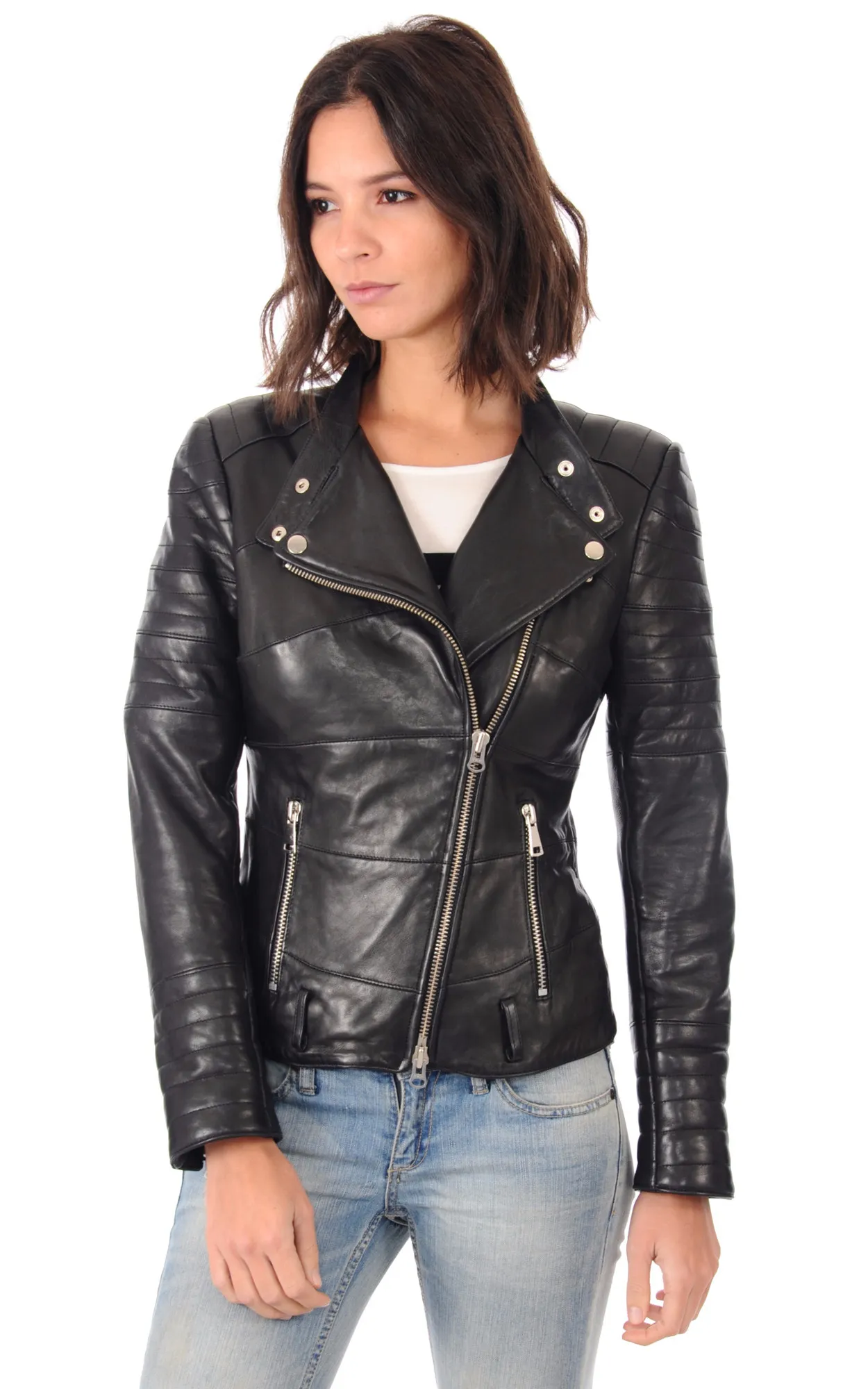 Blouson Cuir Noir Femme La Canadienne - La Canadienne - Blousons Cuir Noir