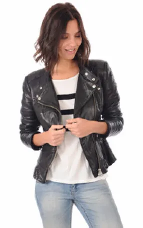 Blouson Cuir Noir Femme La Canadienne - La Canadienne - Blousons Cuir Noir