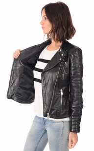 Blouson Cuir Noir Femme La Canadienne - La Canadienne - Blousons Cuir Noir