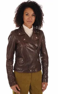 Blouson cuir Panema dark cognac Rose Garden - La Canadienne - Blousons Cuir Cognac