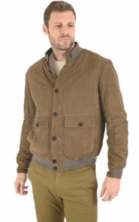 Blouson cuir velours taupe Gallotti - La Canadienne - Blousons Nubuck et Daim Taupe