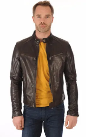 Blouson Dustin Reddish brown Daytona 73 - La Canadienne - Blousons Cuir Marron