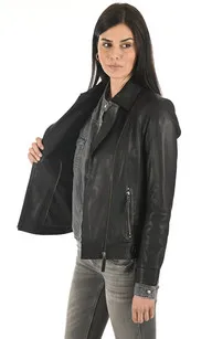 Blouson en cuir agneau noir La Canadienne - La Canadienne - Blousons Cuir Noir