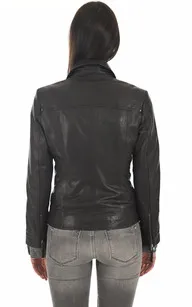 Blouson en cuir agneau noir La Canadienne - La Canadienne - Blousons Cuir Noir