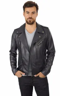 Blouson en cuir homme bleu La Canadienne - La Canadienne - Blousons Cuir Bleu Marine