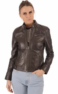 Blouson Erika marron Serge Pariente - La Canadienne - Blousons Cuir Marron