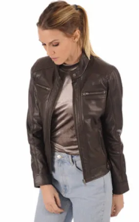 Blouson Erika marron Serge Pariente - La Canadienne - Blousons Cuir Marron