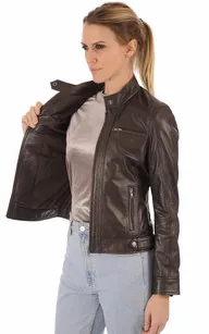 Blouson Erika marron Serge Pariente - La Canadienne - Blousons Cuir Marron