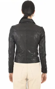 Blouson Janila agneau noir Rose Garden - La Canadienne - Blousons Cuir Noir