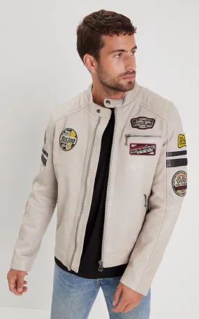 Blouson motard Limerock blanc Daytona 73 - La Canadienne - Blousons Cuir Blanc