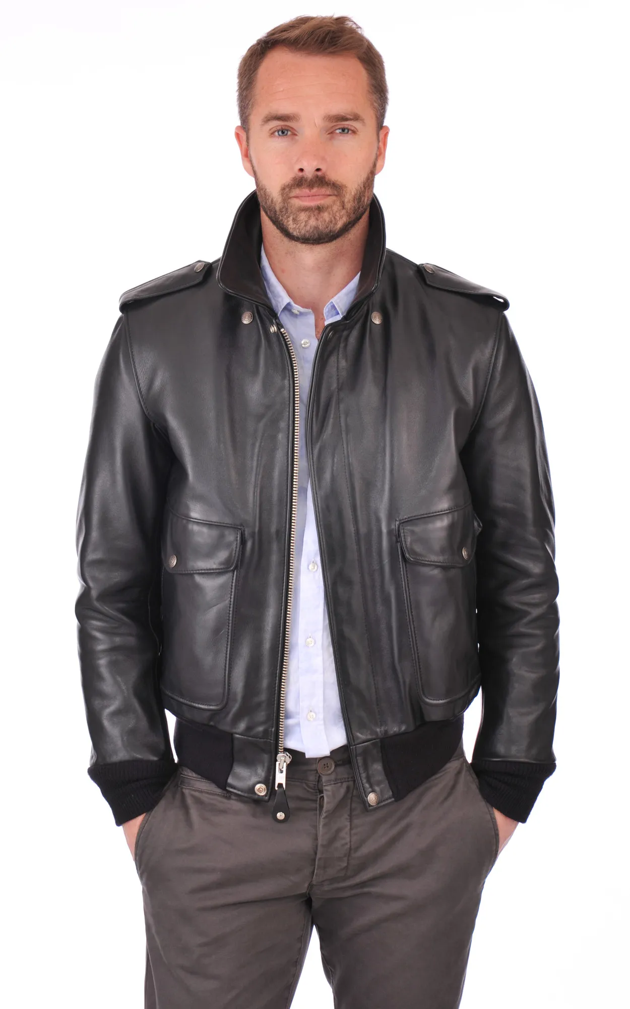 Blouson Pilote 184SM noir Schott - La Canadienne - Blousons Cuir Noir