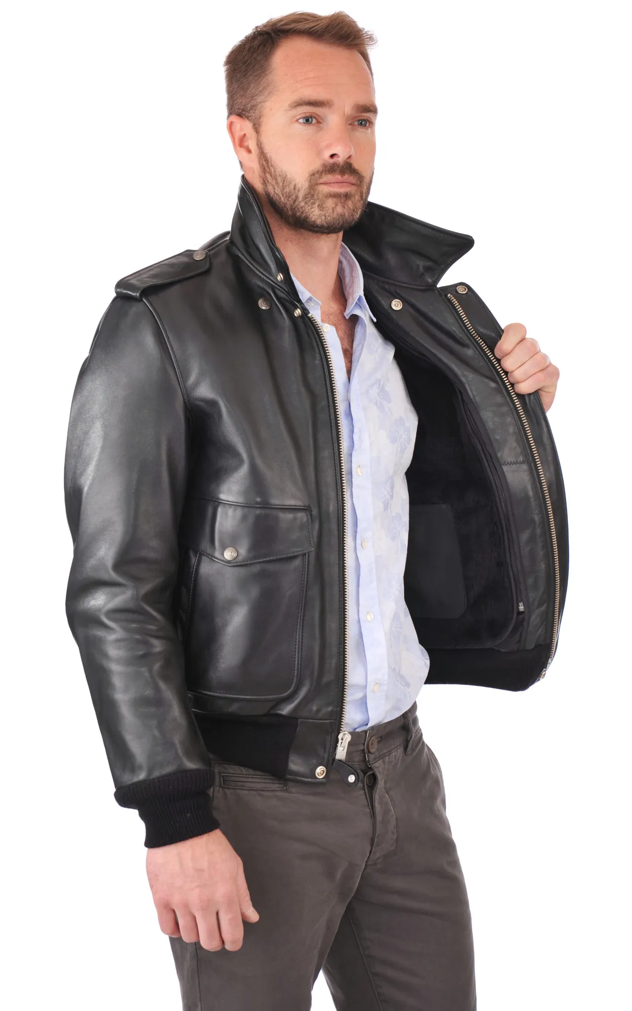 Blouson Pilote 184SM noir Schott - La Canadienne - Blousons Cuir Noir