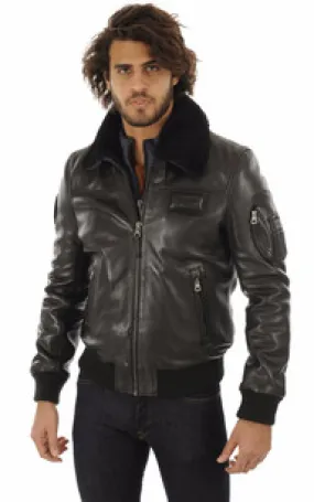 Blouson pilote cuir Rafal Black Patrouille de France - La Canadienne - Blousons Cuir Noir