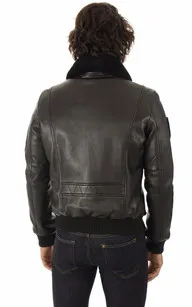 Blouson pilote cuir Rafal Black Patrouille de France - La Canadienne - Blousons Cuir Noir