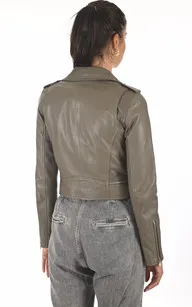 Blouson Yoko en cuir taupe Oakwood - La Canadienne - Blousons Cuir Taupe