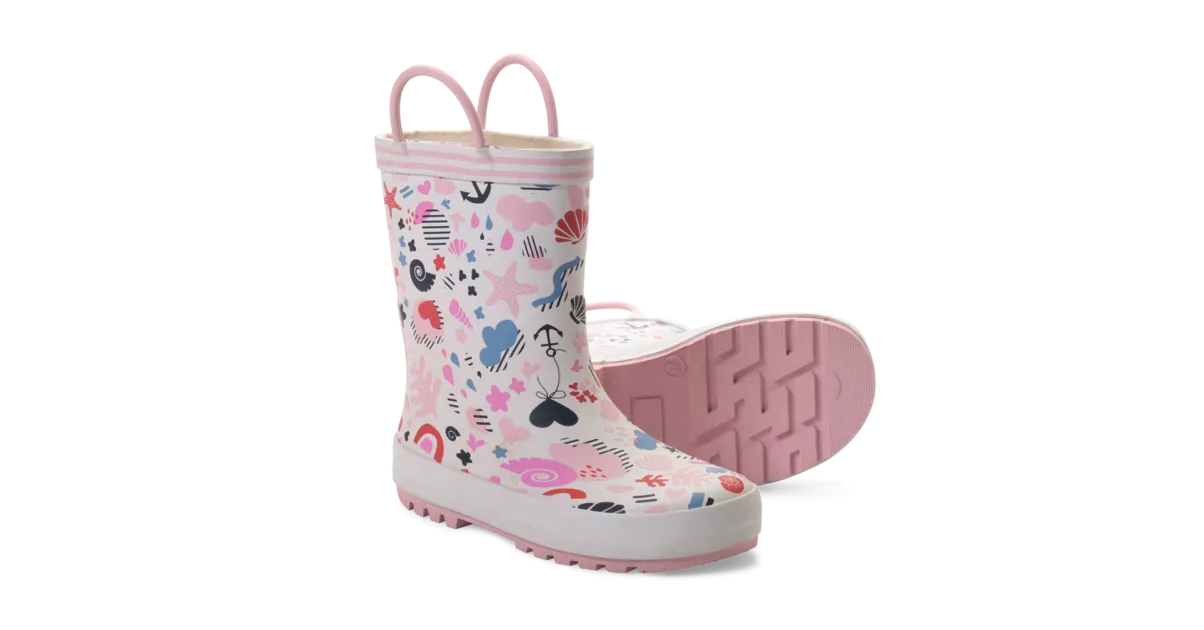 Bottes en caoutchouc enfant fille roses avec motifs imprimés - B SHELL
