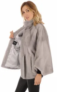 Cape en vison saphire La Canadienne - La Canadienne - Gilets / ponchos / capes Fourrure Gris Clair