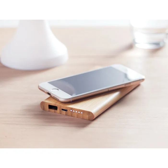 Chargeur nomade avec fonction induction en bambou personnalisé - 6000mAh - ARENA