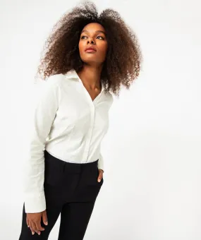 chemise a manches longues a motifs pailletes femme beige chemisiers