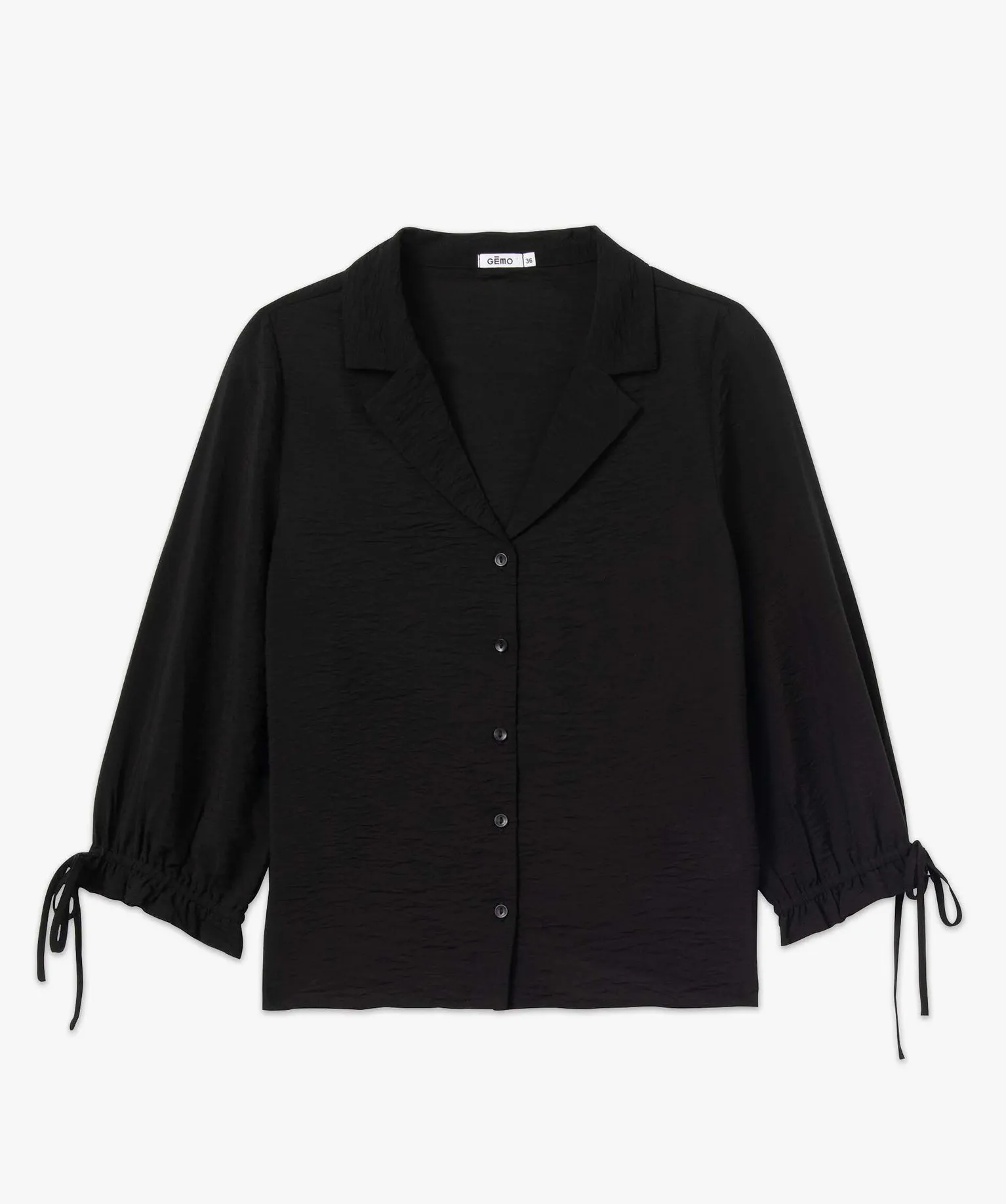 chemise femme en matiere texturee avec manches 34 noir chemisiers