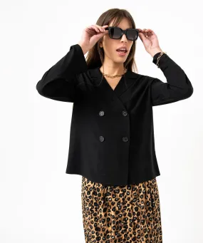 chemise fluide a manches longues et double boutonnage femme noir chemisiers