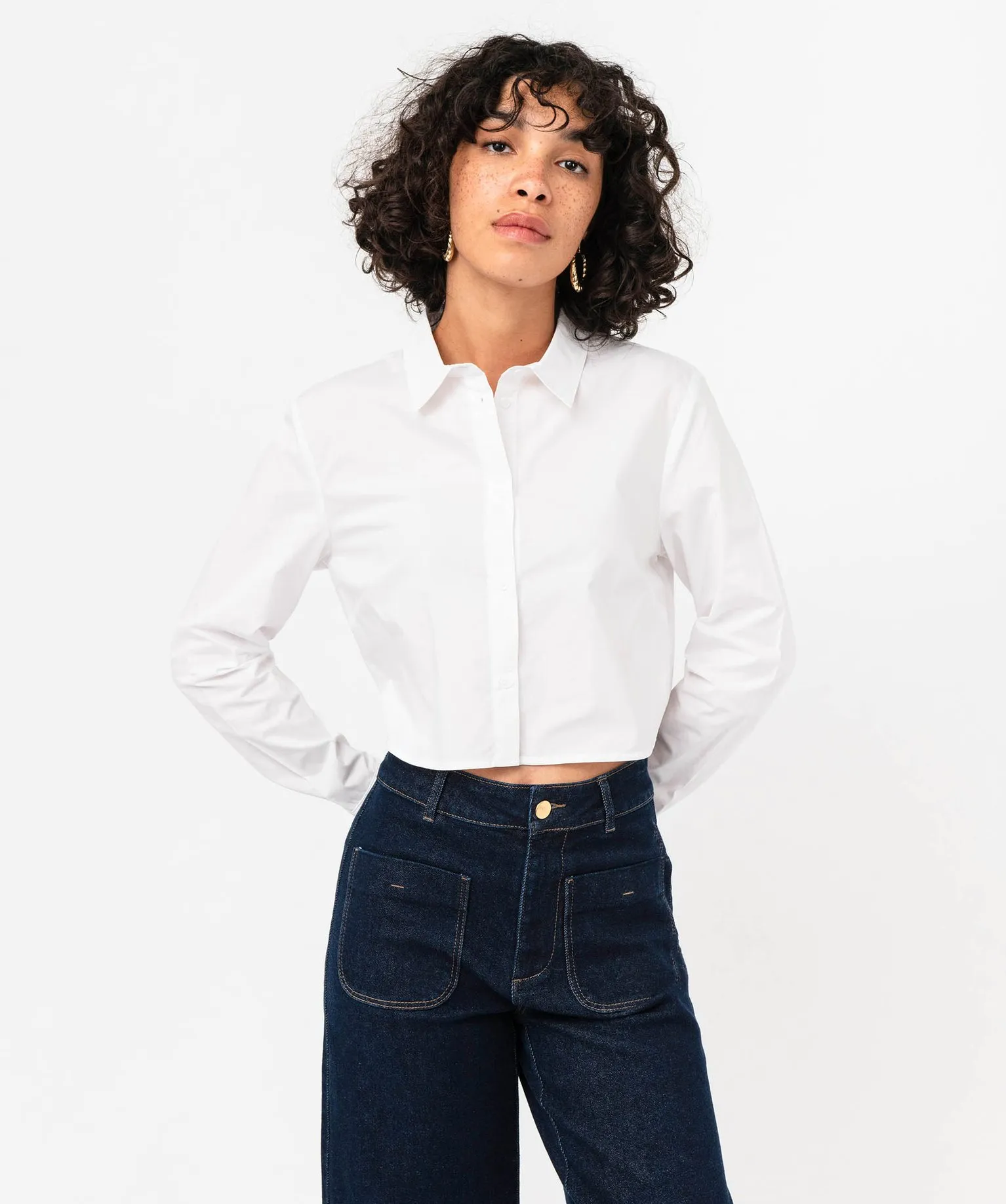 chemise ultra courte en coton femme blanc chemisiers