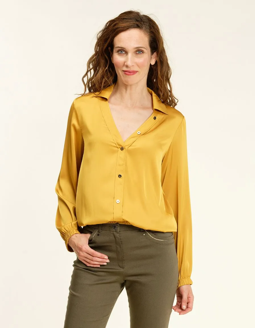 Chemisier chic satin ocre - Blouses & Chemisiers