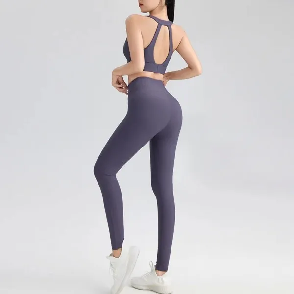 Combinaisons de yoga pour femmes, gilets à dos croisé et leggings taille haute