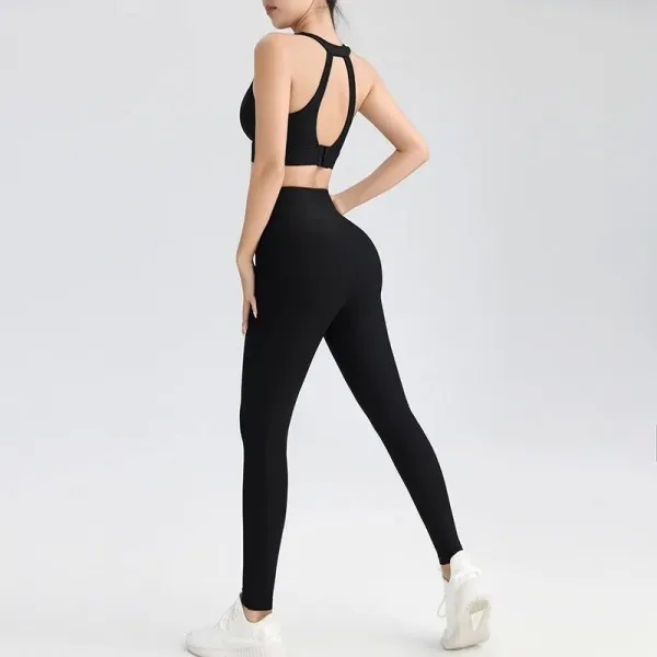 Combinaisons de yoga pour femmes, gilets à dos croisé et leggings taille haute