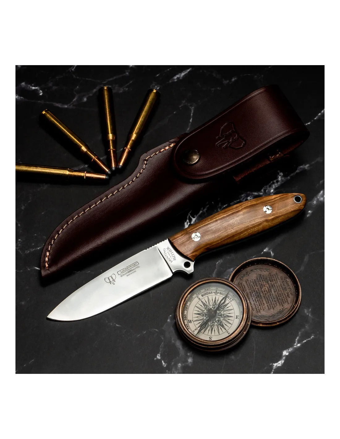 Couteau de chasse Cudeman Suther, manche en bois d'olivier ⚔️ Boutique Épées