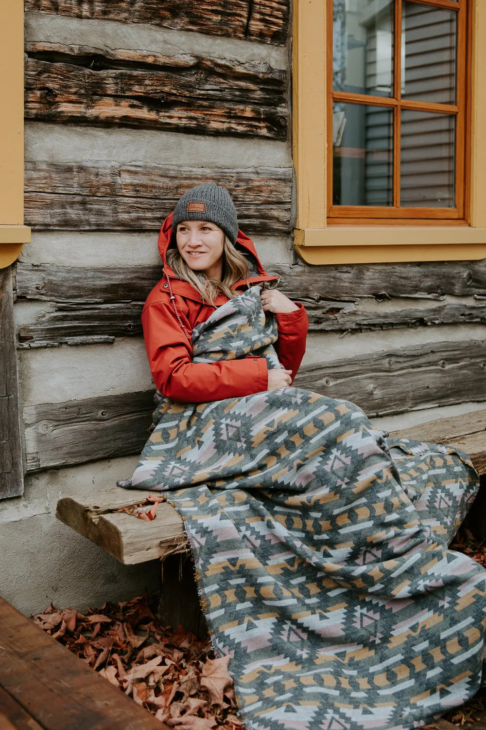 Couverture - Jeté en laine à motif boho aztèque