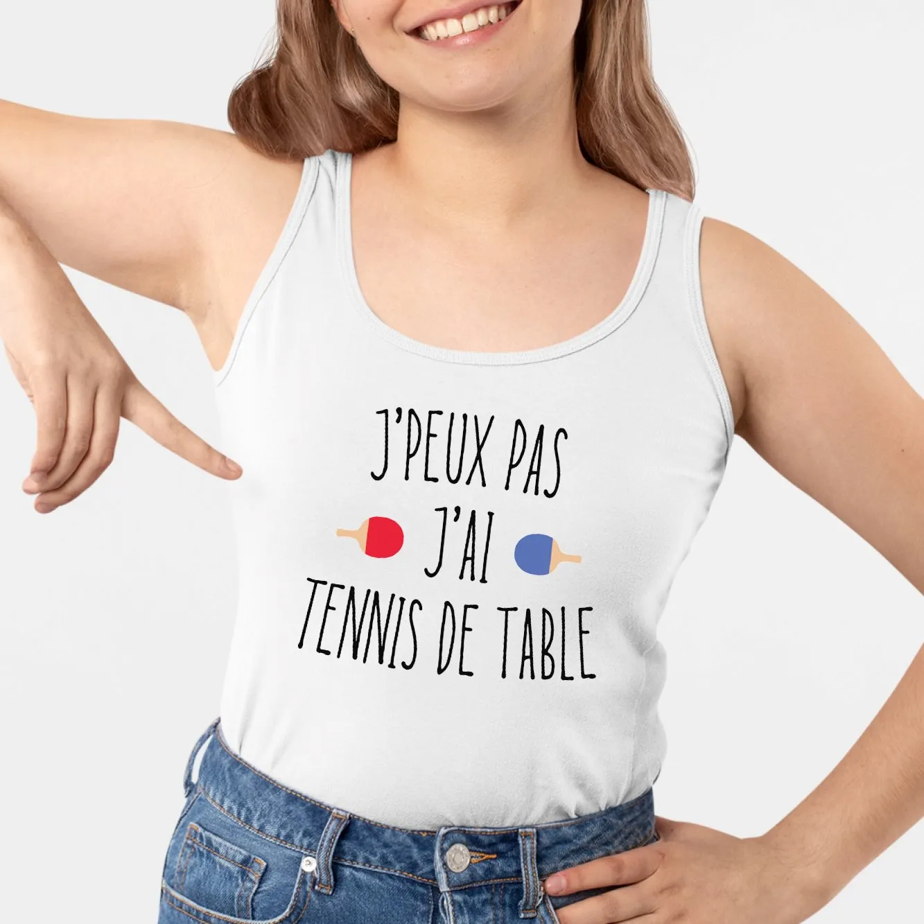 Débardeur Femme J'peux pas j'ai tennis de table