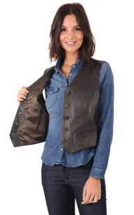 Gilet cuir marron foncé La Canadienne - La Canadienne - Gilets / ponchos / capes Cuir Marron