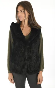 Gilet en lapin noir La Canadienne - La Canadienne - Gilets / ponchos / capes Fourrure Noir