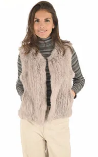 Gilet fourrure de lapin beige La Canadienne - La Canadienne - Gilets / ponchos / capes Fourrure Beige