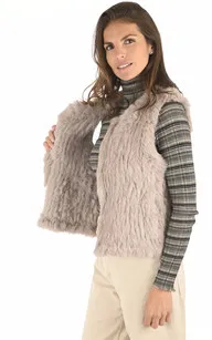 Gilet fourrure de lapin beige La Canadienne - La Canadienne - Gilets / ponchos / capes Fourrure Beige