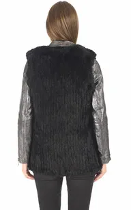 Gilet long fourrure de lapin noir La Canadienne - La Canadienne - Gilets / ponchos / capes Fourrure Noir